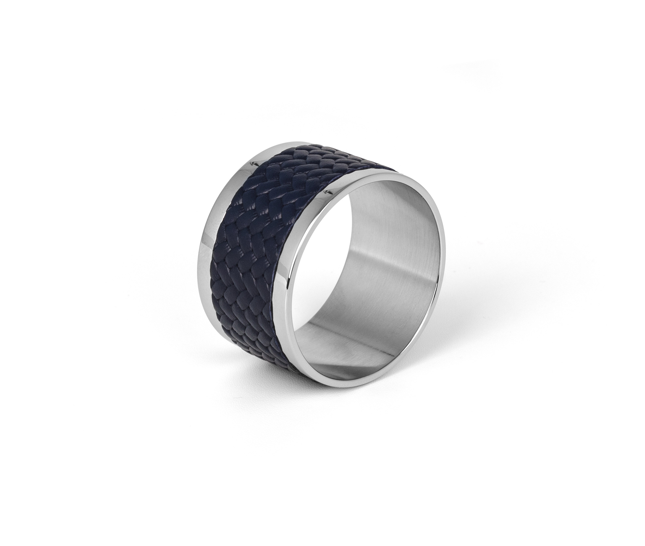 Кольцо для салфеток Saturno - 5XH3 см/металл-хром/тканая кожа_темно-серый