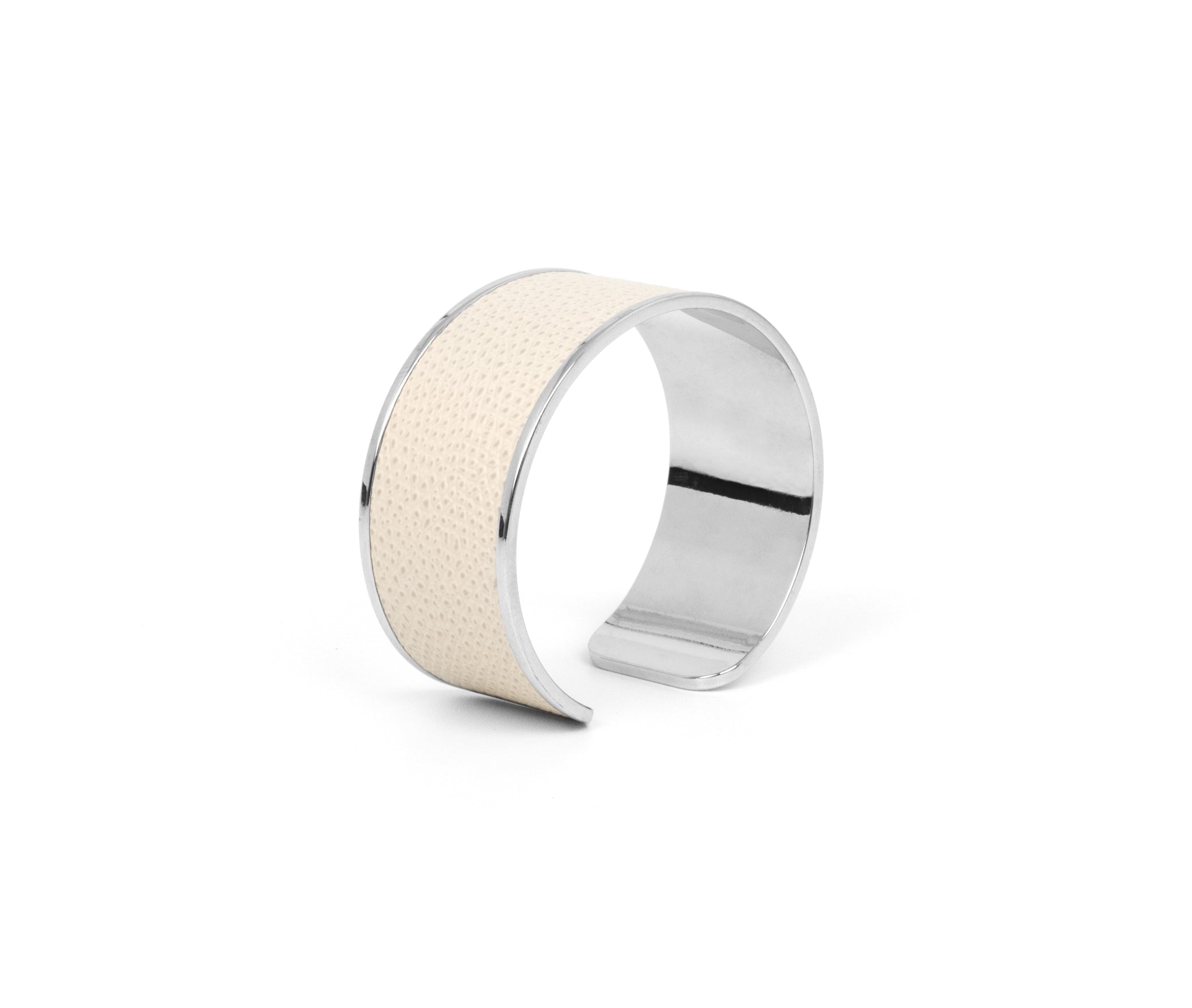Кольцо для салфеток - 6X2,5 см/металл-хром/зернистая кожа_светло-серый